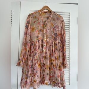 Free People Button Up Floral Mini Dress